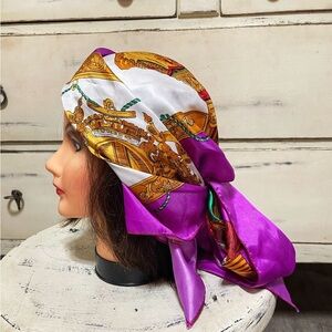 Purple and Gold Silk Scarf